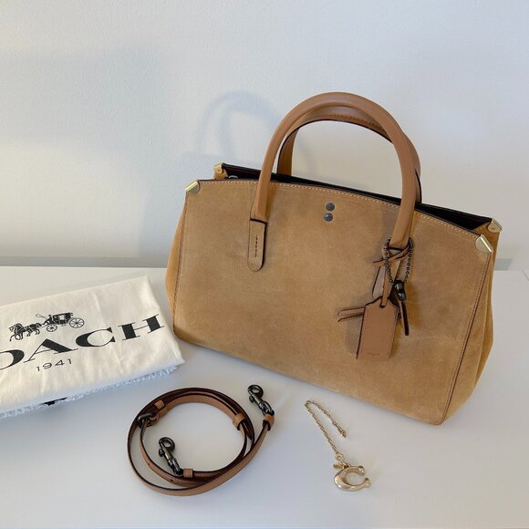 Coach Cooper Carryall (Pewter/Light Saddle) & Signature Bag Charm (Gold) | $500 - Picture 1 of 9